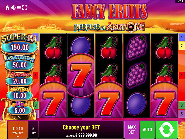 Fancy Fruits Respins of Amun Re Slots Lord Ping
